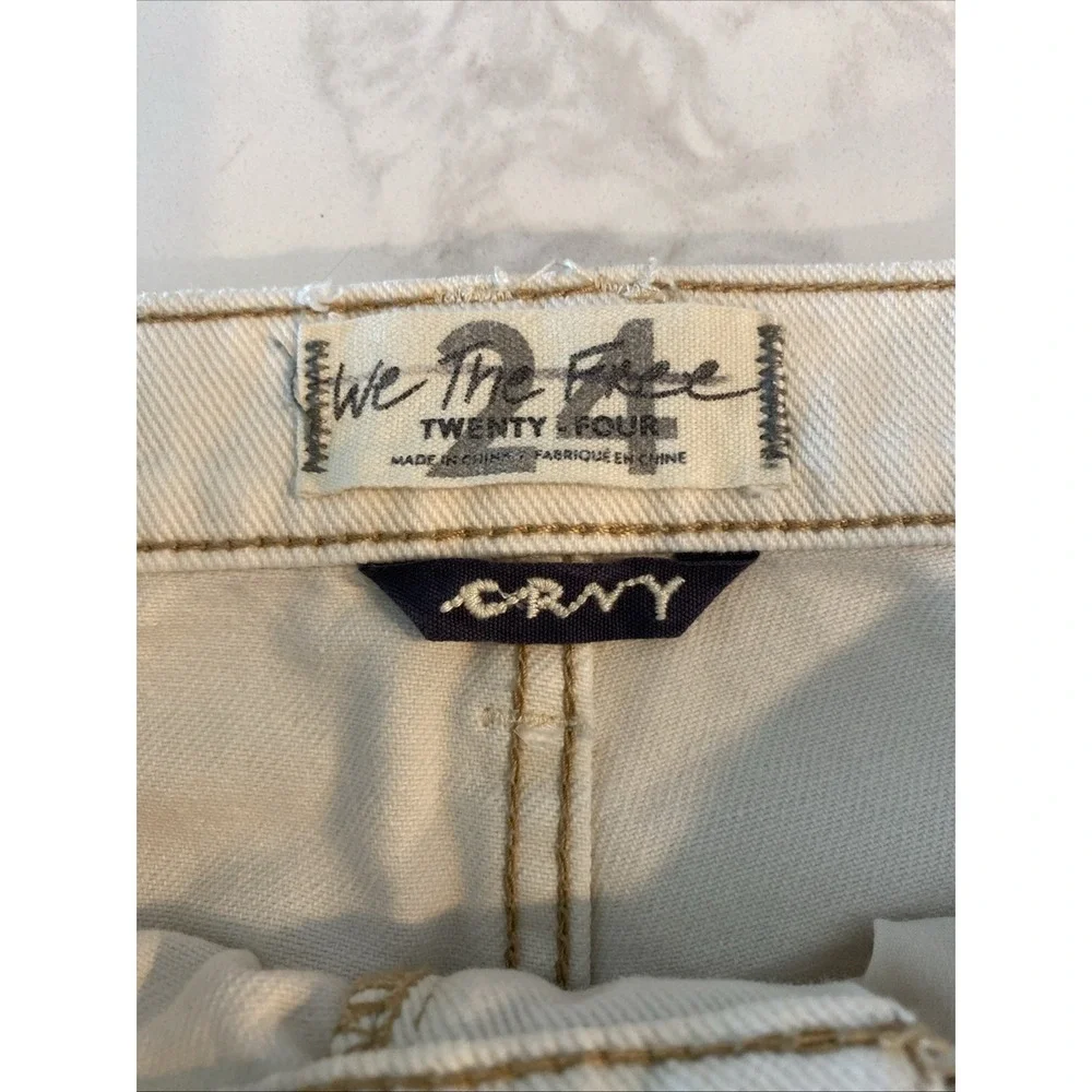 We The Free Crvy WomensJeans‎ Cream 24 High Rise Classic Boho Distressed